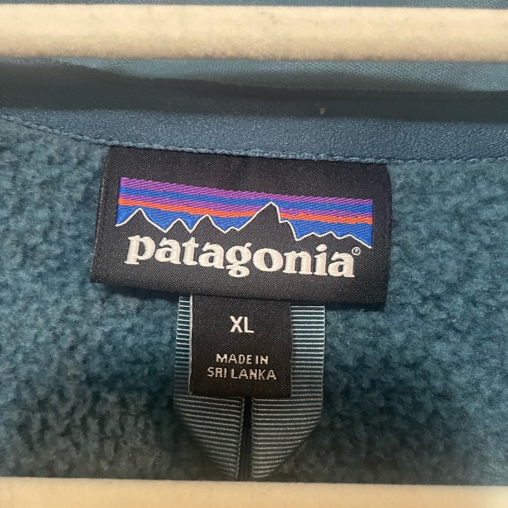 Patagonia 1/4 Zip Teal Blue Fleece Lined Sweater w Arm Zipper Sz XL - Picture 4 of 7